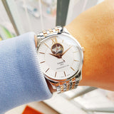  Shop Authentic Tissot Tradition Powermatic 80 Open Heart Silver Dial Two Tone Steel Strap Watch For Men - T063.907.22.038.01 - Luxxuri