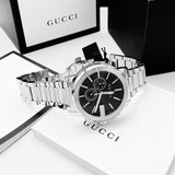  Shop Authentic Gucci G Chrono Black Dial Silver Steel Strap Watch For Men - YA101204 - Luxxuri
