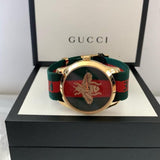  Shop Authentic Gucci Le Marche des Merveilles Green & Red Dial Green & Red NATO Strap Unisex Watch - YA126487 - Luxxuri