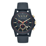  Shop Authentic Armani Exchange Outerbanks Chronograph Blue Dial Blue Silicone Strap Watch For Men - AX1335 - Luxxuri