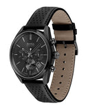  Shop Authentic Hugo Boss Grand Prix Black Dial Black Leather Strap Watch for Men - 1513474 - Luxxuri