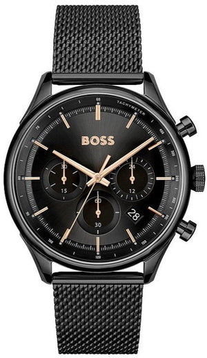  Shop Authentic Hugo Boss Gregor Chronograph Black Dial Black Mesh Bracelet Watch For Men - 1514065 - Luxxuri
