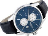  Shop Authentic Hugo Boss Jet Blue Dial Black Leather Strap Watch for Men - 1513283 - Luxxuri