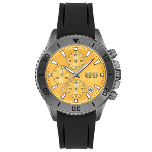  Shop Authentic Hugo Boss Admiral Yellow Dial Black Rubber Silicone Strap Watch for Men - 1513968 - Luxxuri