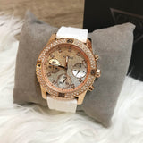  Shop Authentic Guess Confetti Crystal Rose Gold Dial White Silicone Strap Watch For Women - W1098L5 - Luxxuri