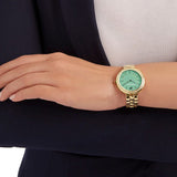  Shop Authentic Swarovski Daytime Crystals Turquoise Dial Gold Steel Strap Watch for Women - 5182212 - Luxxuri