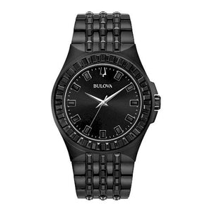  Shop Authentic Bulova Crystal Collection Phantom Black Dial Black Steel Strap Watch for Men - 98A240 - Luxxuri