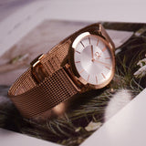  Shop Authentic Calvin Klein Minimal White Dial Rose Gold Mesh Bracelet Watch for Women - K3M22626 - Luxxuri