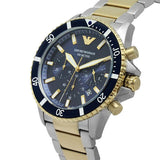  Shop Authentic Emporio Armani Mario Chronograph Blue Dial Two Tone Steel Strap Watch For Men - AR11362 - Luxxuri
