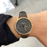  Shop Authentic Fossil Tailor Grey Dial Grey Leather Strap Watch for Women - ES3913 - Luxxuri