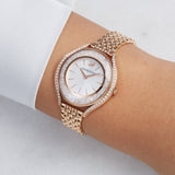  Shop Authentic Swarovski Crystalline Aura Silver Dial Rose Gold Steel Strap Watch for Women - 5519459 - Luxxuri