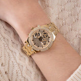  Shop Authentic Guess Heiress Multifunction Diamonds Gold Dial Gold Steel Strap Watch for Women - GW0440L2 - Luxxuri