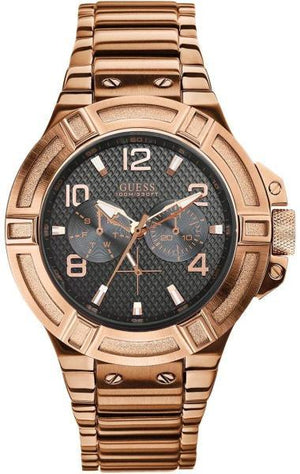  Shop Authentic Guess Rigor Multi Function Black Dial Rose Gold Steel Strap Watch For Men - W0218G3 - Luxxuri