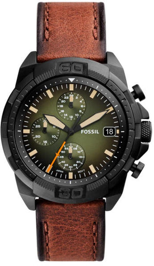  Shop Authentic Fossil Bronson Chronograph Black Dial Brown Leather Strap Watch for Men - FS5856 - Luxxuri