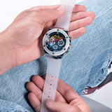  Shop Authentic Guess Poseidon Chronograph Rainbow Dial White Silicone Strap Watch For Men - GW0425G4 - Luxxuri