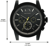  Shop Authentic Armani Exchange Outerbanks Chronograph Black Dial Black Silicone Strap Watch For Men - AX1343 - Luxxuri