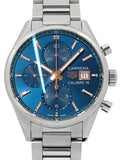  Shop Authentic Tag Heuer Carrera Automatic Chronograph Blue Dial Silver Steel Strap Watch for Men - CBK2115.BA0715 - Luxxuri