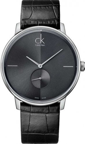  Shop Authentic Calvin Klein Accent Black Dial Black Leather Strap Watch for Men - K2Y211C3 - Luxxuri