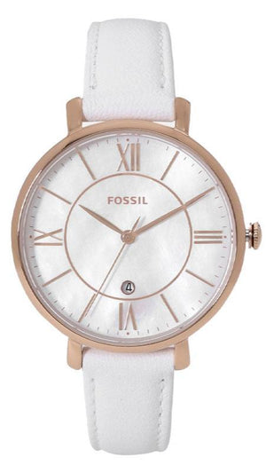  Shop Authentic Fossil Jacqueline Quartz Mother of Pearl White Dial White Leather Strap Watch for Women - ES4579 - Luxxuri