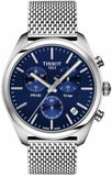  Shop Authentic Tissot PR 100 Chronograph Blue Dial Silver Mesh Bracelet Watch for Men - T101.417.11.041.00 - Luxxuri