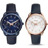  Shop Authentic Fossil Tailor White Dial Blue Leather Strap Watch for Women - ES4260 - Luxxuri