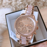  Shop Authentic Michael Kors Ritz Chronograph Rose Gold Dial Two Tone Steel Strap Watch for Women - MK6307 - Luxxuri