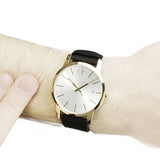  Shop Authentic Calvin Klein City Mother of Pearl White Dial Black Leather Strap Watch for Men - K2G2G5C6 - Luxxuri