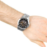  Shop Authentic Fossil Grant Skeleton Black Dial Silver Steel Strap Watch for Men - ME3055 - Luxxuri