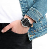  Shop Authentic Armani Exchange Hampton Chronograph Black Dial Black Leather Strap Watch For Men - AX2101 - Luxxuri