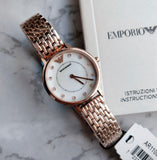  Shop Authentic Emporio Armani Kappa Analog Mother of Pearl Dial Rose Gold Steel Strap Watch For Women - AR11006 - Luxxuri