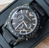  Shop Authentic Emporio Armani Sigma Chronograph Black Dial Black Leather Strap Watch For Men - AR6131 - Luxxuri