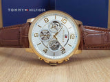  Shop Authentic Tommy Hilfiger Keagan Quartz Silver Dial Brown Leather Strap Watch for Men - 1791291 - Luxxuri