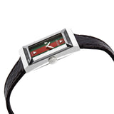  Shop Authentic Gucci G-Frame Mother of Pearl Green & Red Dial Black Leather Strap Watch For Women - YA147403 - Luxxuri