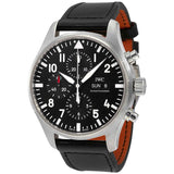  Shop Authentic IWC Pilot's Watch Chronograph Black Dial Black Leather Strap Watch for Men - IW377709 - Luxxuri