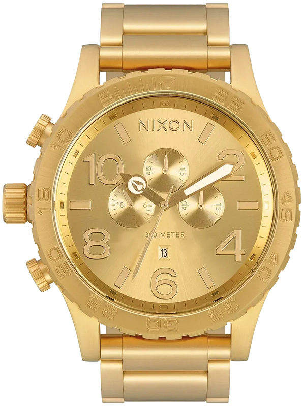 Nixon 51-30 Chrono Gold Dial Gold Steel Strap Watch for Men - A083-502