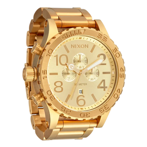 Nixon 51-30 Chronograph Gold Dial Gold Steel Strap Watch for Men - A083-502