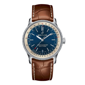  Shop Authentic Breitling Navitimer Automatic 38mm Blue Dial Brown Leather Strap Mens Watch - A17325211C1P2 - Luxxuri