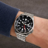  Shop Authentic Seiko 5 Sports Automatic GMT Black Dial Silver Steel Strap Watch For Men - SSK001K1 - Luxxuri