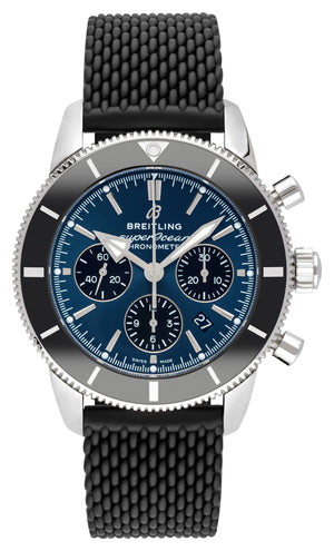  Shop Authentic Breitling Superocean Heritage B01 Chronograph 44 Blue Dial Black Mesh Bracelet Watch for Men - AB0162121C1S1 - Luxxuri