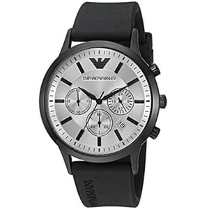  Shop Authentic Emporio Armani Chronograph Quartz Silver Dial Black Rubber Strap Watch For Men - AR11048 - Luxxuri