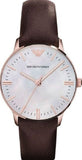  Shop Authentic Emporio Armani Classic Quartz Mother of Pearl Dial Brown Leather Strap Watch For Women - AR1601 - Luxxuri
