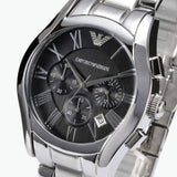  Shop Authentic Emporio Armani Valente Chronograph Black Dial Silver Stainless Steel Watch For Men - AR0673 - Luxxuri