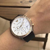  Shop Authentic Emporio Armani Chronograph White Dial Brown Leather Strap Watch For Men - AR11033 - Luxxuri