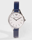  Shop Authentic Emporio Armani Aurora Quartz Mother Of Pearl White Dial Blue Leather Strap Watch For Women - AR11090 - Luxxuri