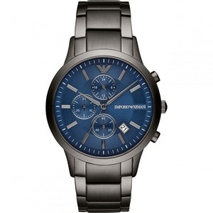  Shop Authentic Emporio Armani Renato Chronograph Quartz Blue Dial Black Steel Strap Watch For Men - AR11215 - Luxxuri