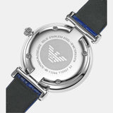  Shop Authentic Emporio Armani Gianni T Bar Quartz Crystals Silver Dial Blue Leather Strap Watch For Women - AR11344 - Luxxuri