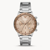  Shop Authentic Emporio Armani Mario Chronograph Beige Dial Silver Steel Strap Watch For Men - AR11352 - Luxxuri
