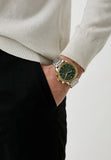  Shop Authentic Emporio Armani Mario Chronograph Green Dial Silver Steel Strap Watch For Men - AR11454 - Luxxuri