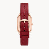  Shop Authentic Emporio Armani Gianni T Bar Two-Hand Mother of Pearl Dial Red Leather Strap Watch For Women - AR11467 - Luxxuri