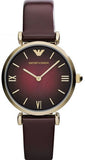  Shop Authentic Emporio Armani Gianni T Bar Burgundy Dial Burgundy Leather Strap Watch For Women - AR1757 - Luxxuri